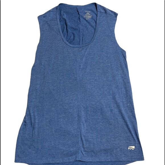 Blue draping back yoga top - Picture 3 of 11